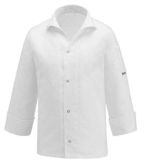 Kuchařský rondon EGOchef VIP s košilovým střihem UNISEX - bílý - 100% bavlna - dlouhý rukáv M
