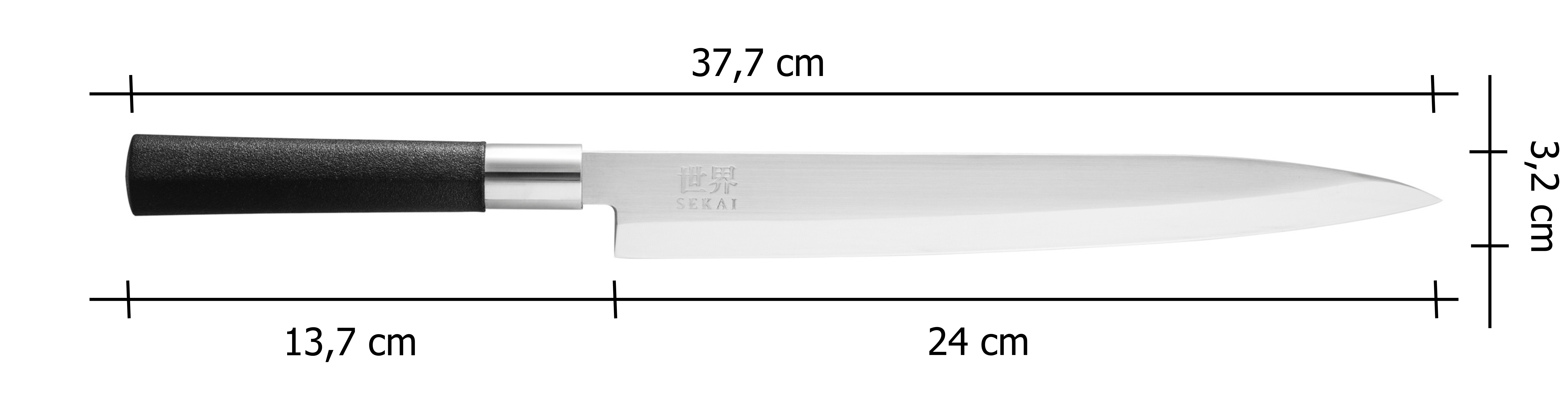 Japonský nůž IVO Yanagiba- SEKAI - 24 cm_rozmery