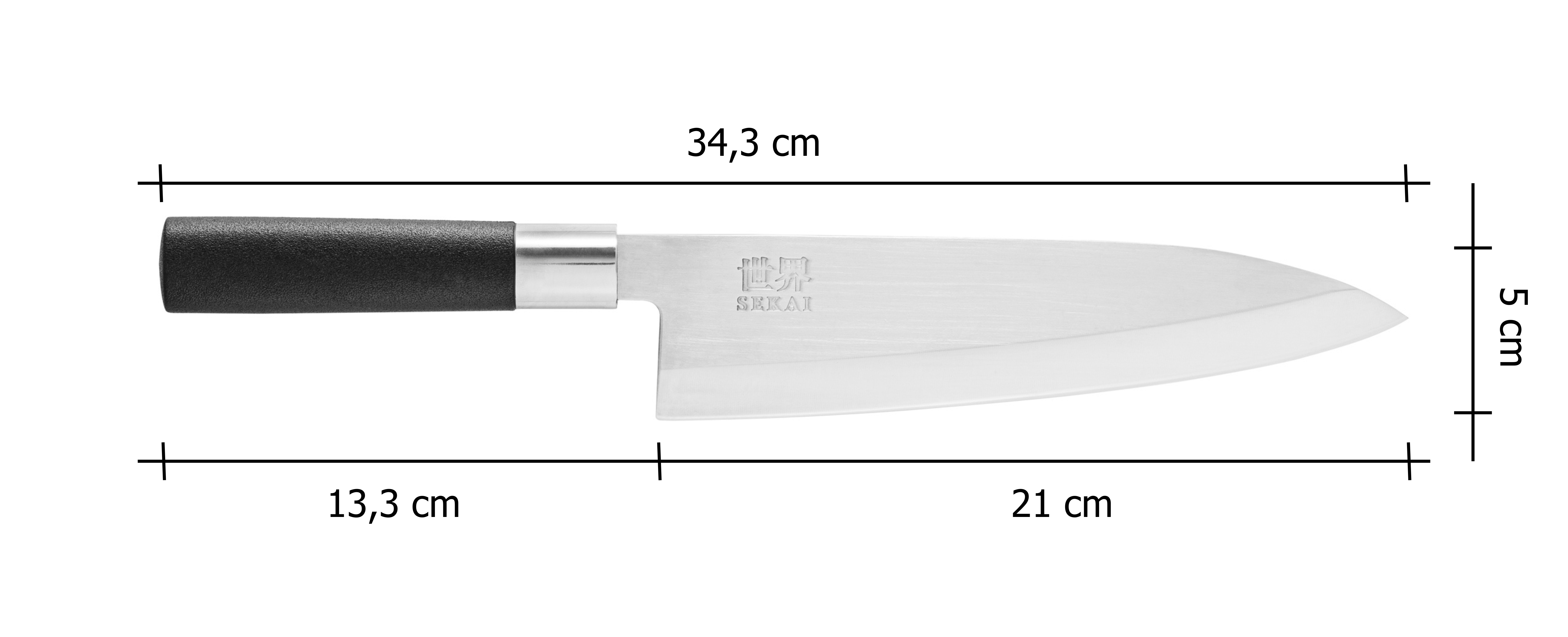 Japonský nůž IVO Deba - SEKAI - 21cm_rozmery