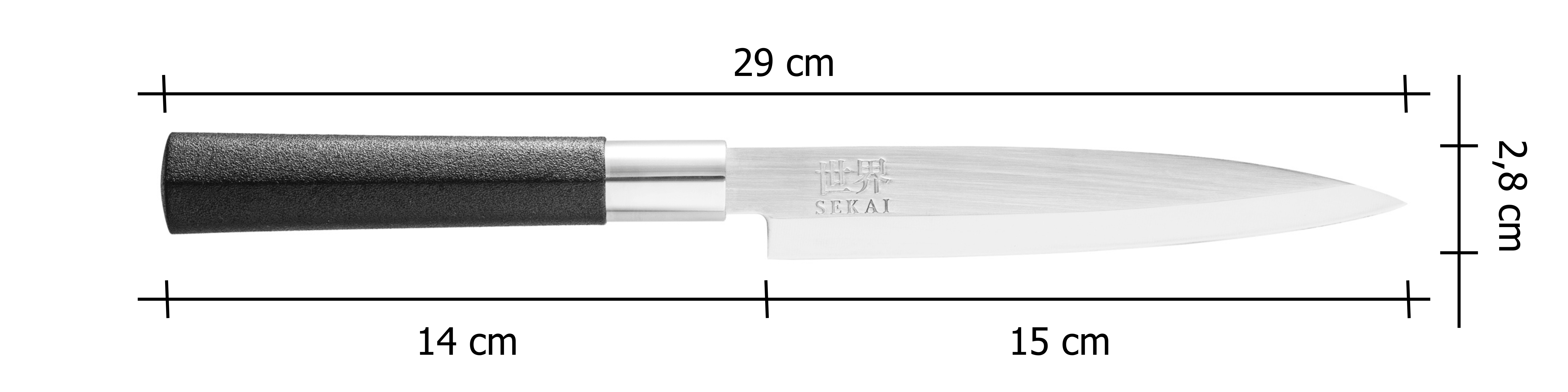 Japonský nůž IVO Yanagiba- SEKAI - 15 cm_rozmery
