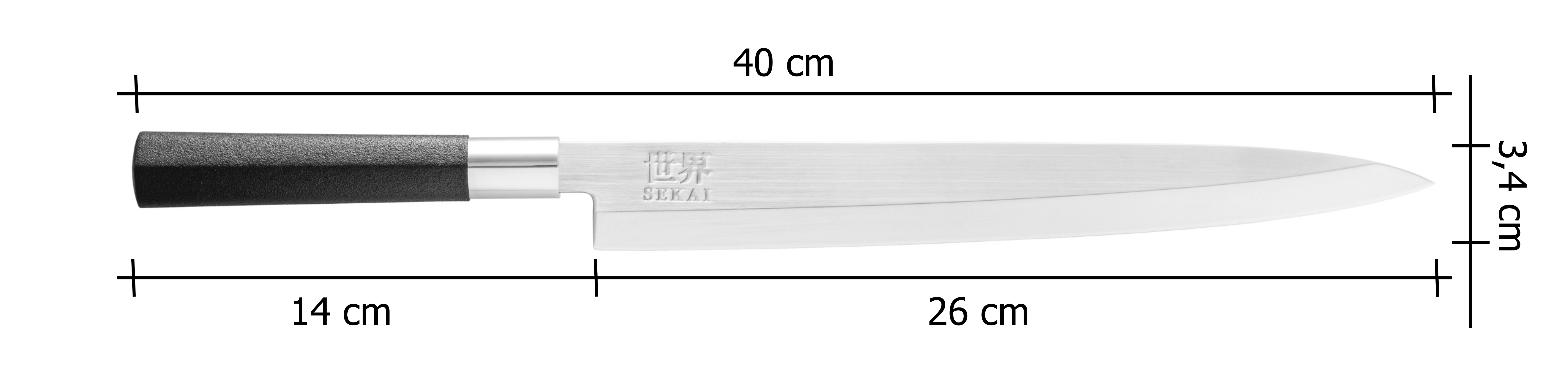 Japonský nôž IVO Yanagiba- SEKAI - 26 cm_rozmery