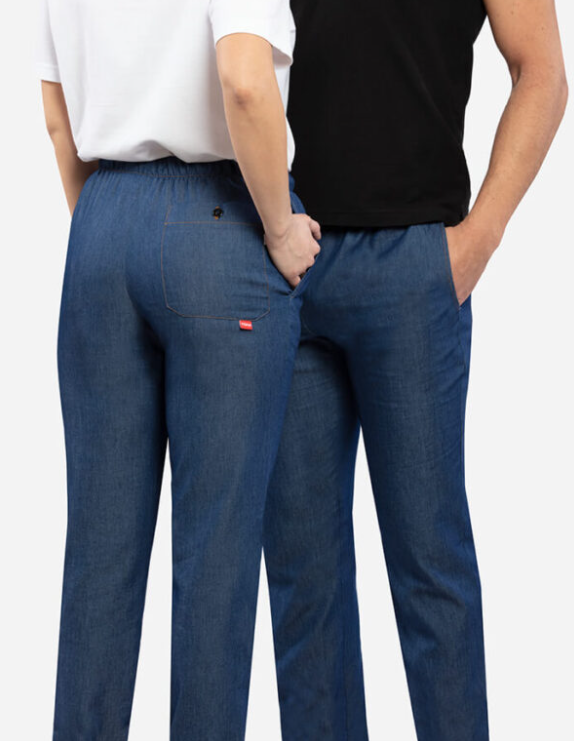 Kuchařské kalhoty TOMA jeans_na postavě