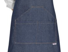 Kuchařská zástěra EGOchef ke krku s kapsami - jeans