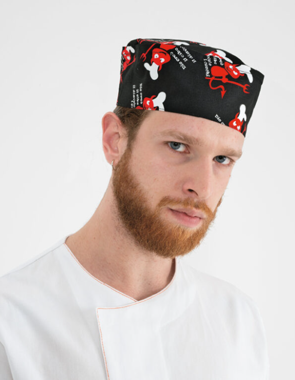 Kuchařská čepice na hlavu TOMA - čertík_na postavě