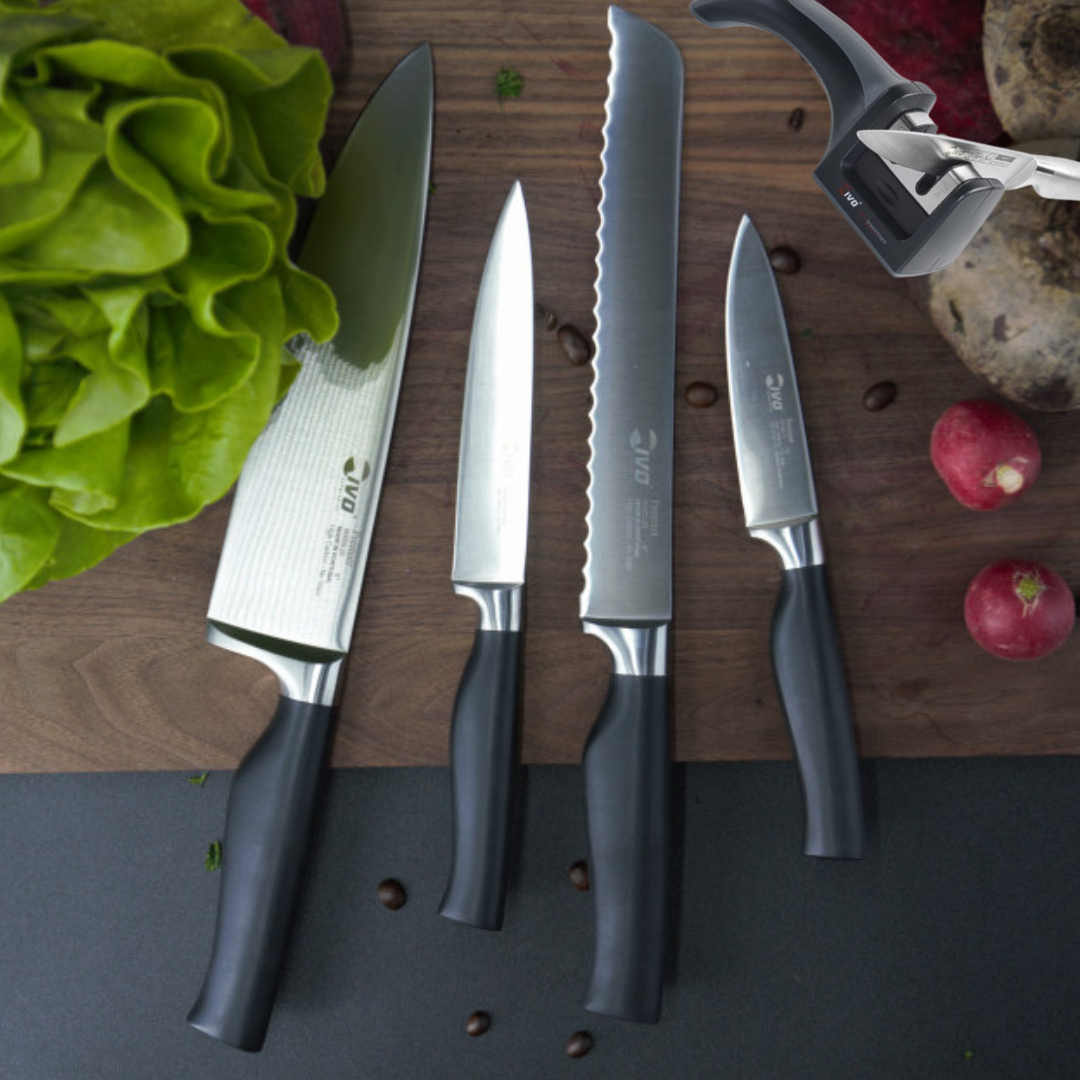 Levně IVO Sada 4 kuchyňských nožů IVO Premier 90075 + dvoustupňová bruska na nože ZDARMA 5