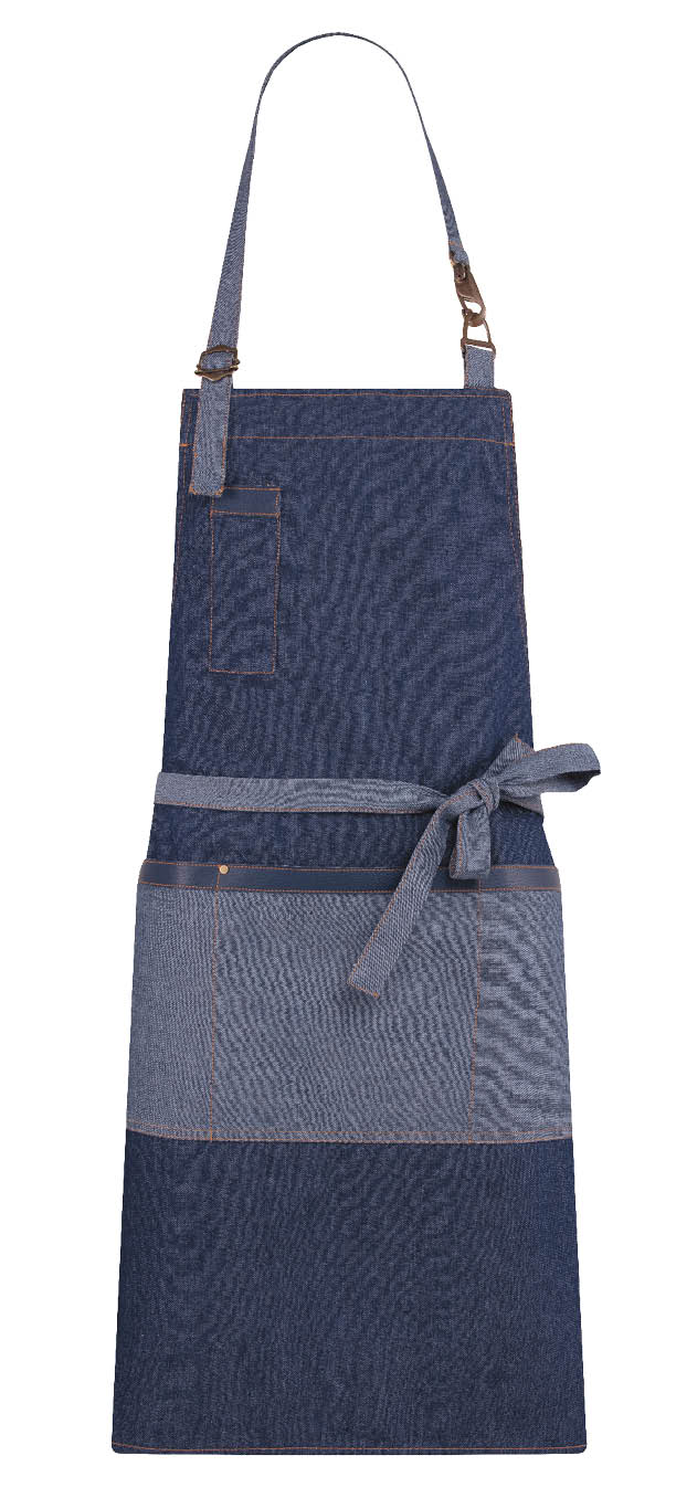 Levně TOMA Barmanská zástěra vysoká TOMA - modrá jeans / eko kůže