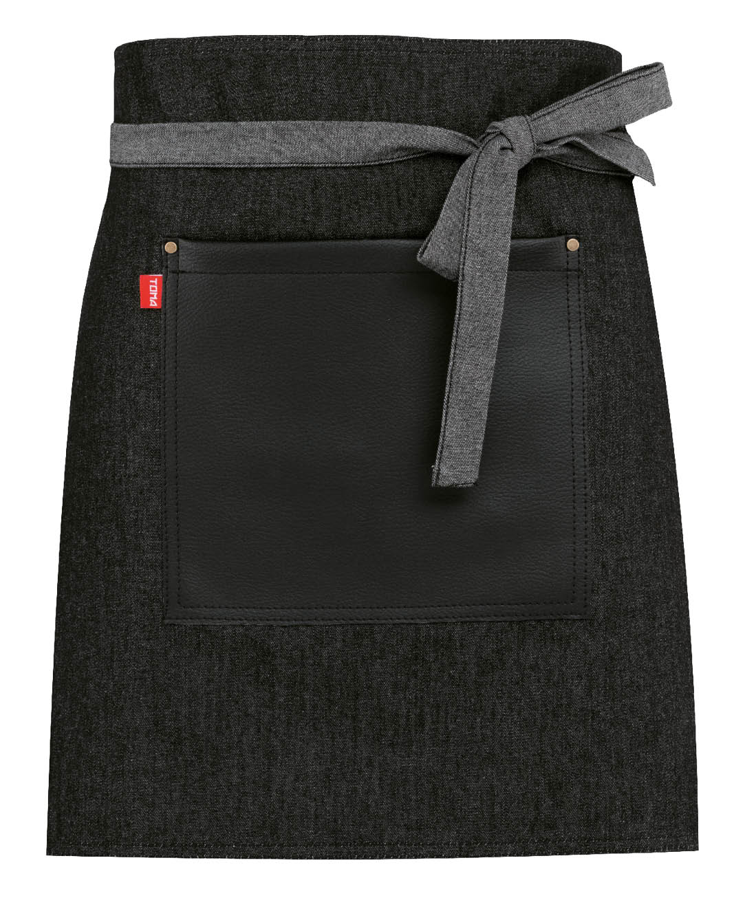 Levně Číšnická zástěra mini TOMA - černá jeans / eko kůže