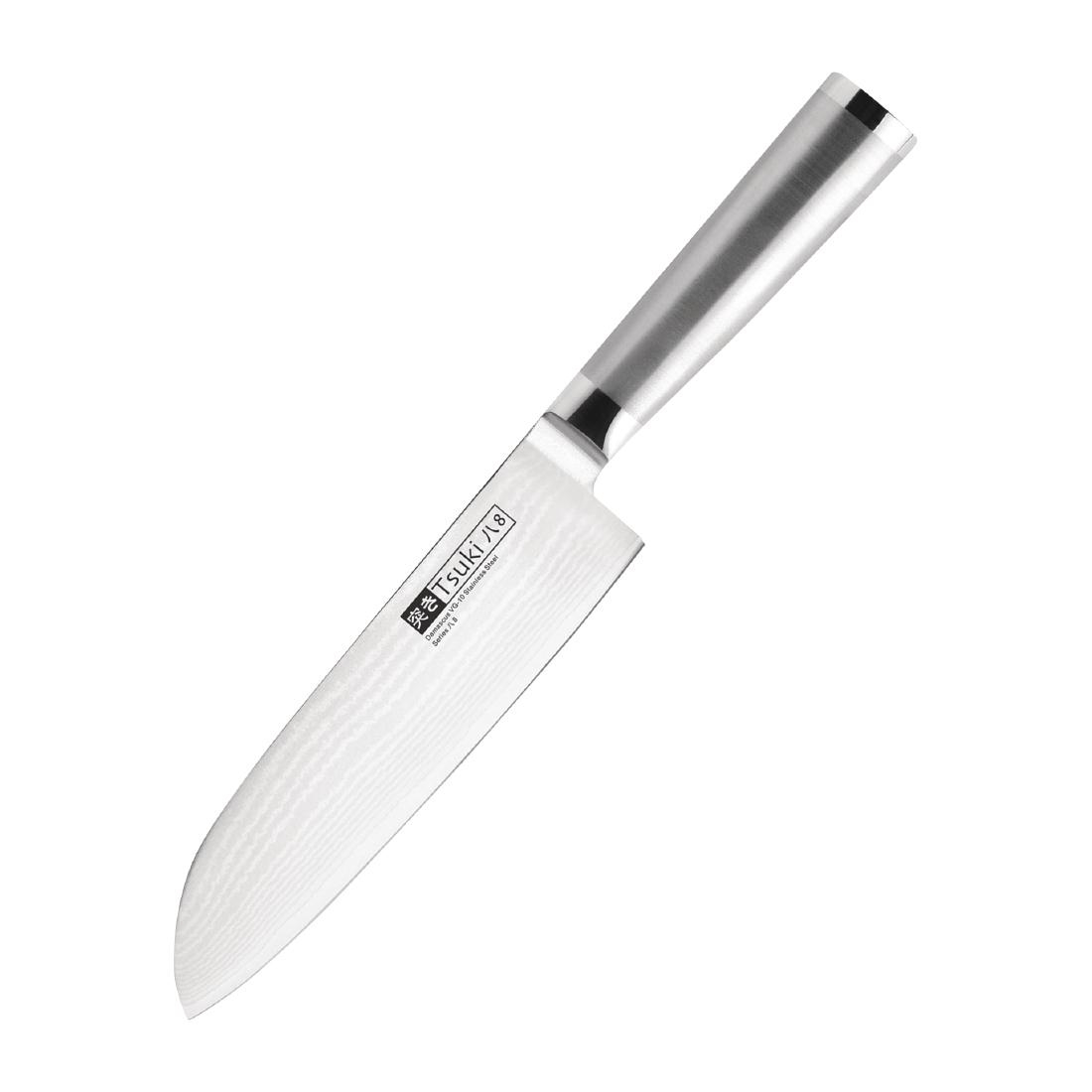 Levně Tsuki nůž z damaškové oceli Santoku 18 cm - kovová rukojeť