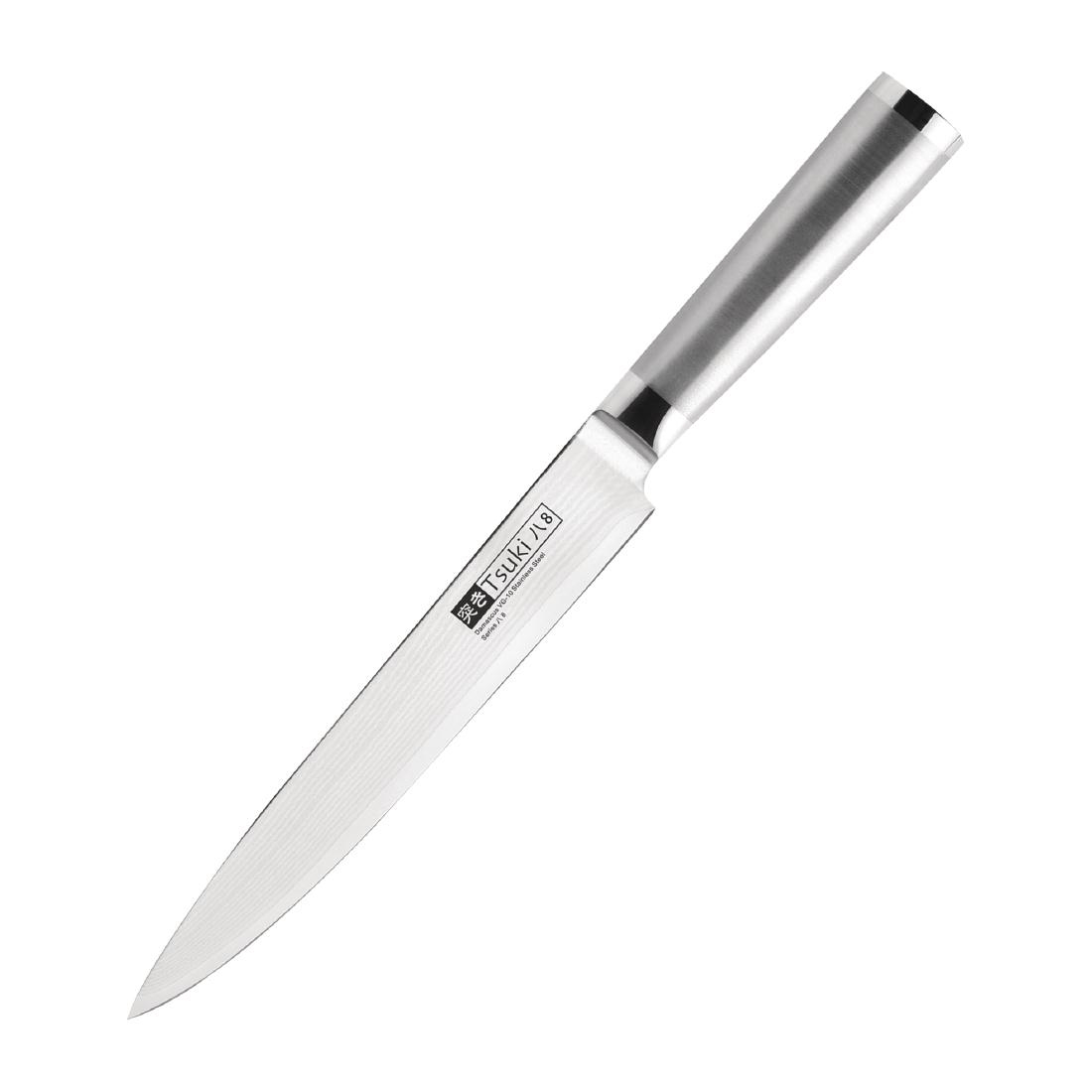 Levně Tsuki nářezový nůž z damaškové oceli 20,5 cm - kovová rukojeť