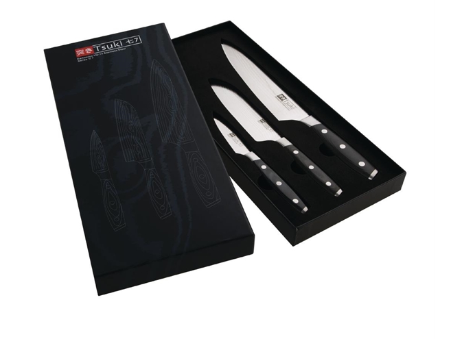 Tsuki - sada 3 nožů z damaškové oceli