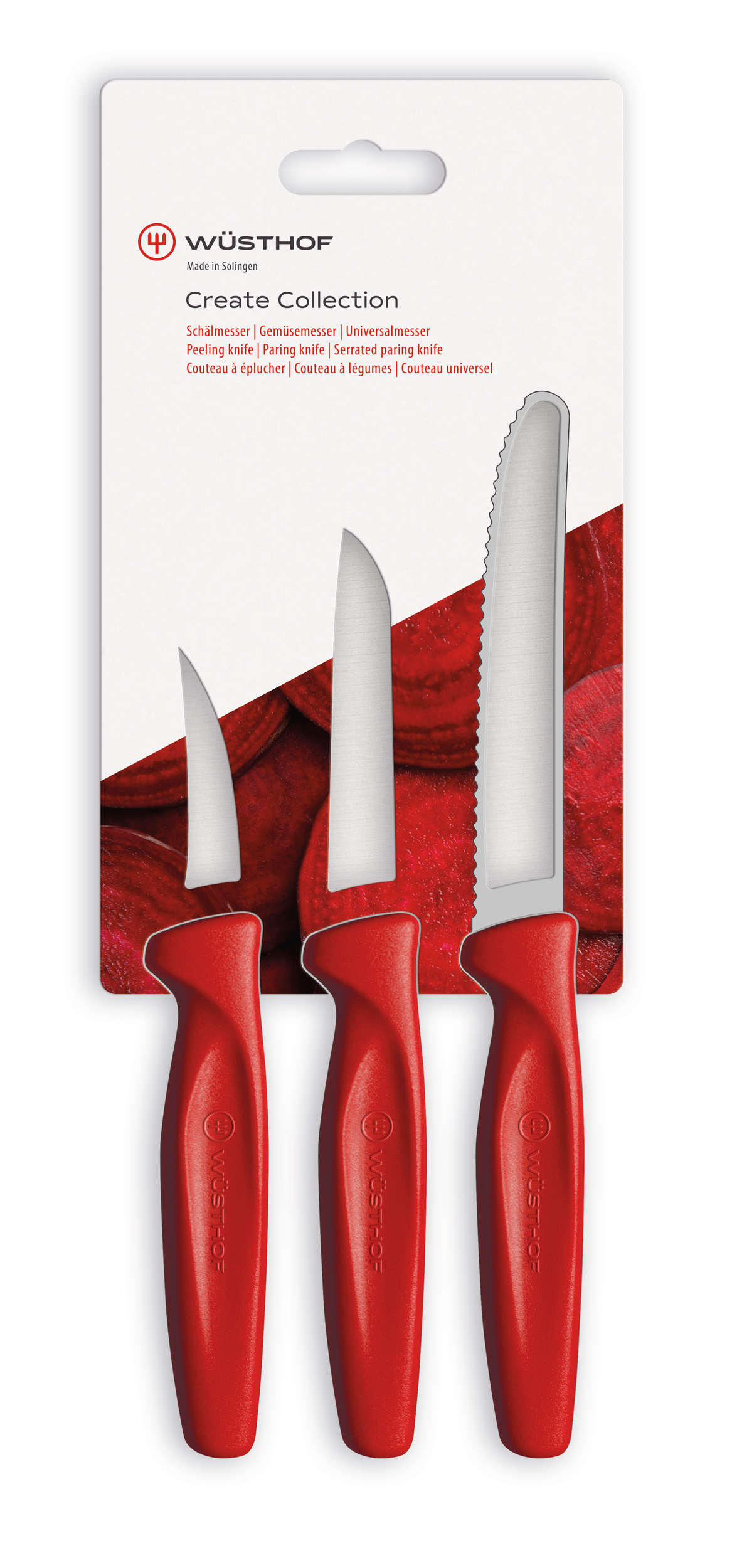 Sada nožů WÜSTHOF - univerzální červené, 3 ks