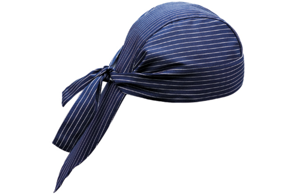 Levně Kuchařský šátek na hlavu EGOchef - Modré jemné bílé pásy